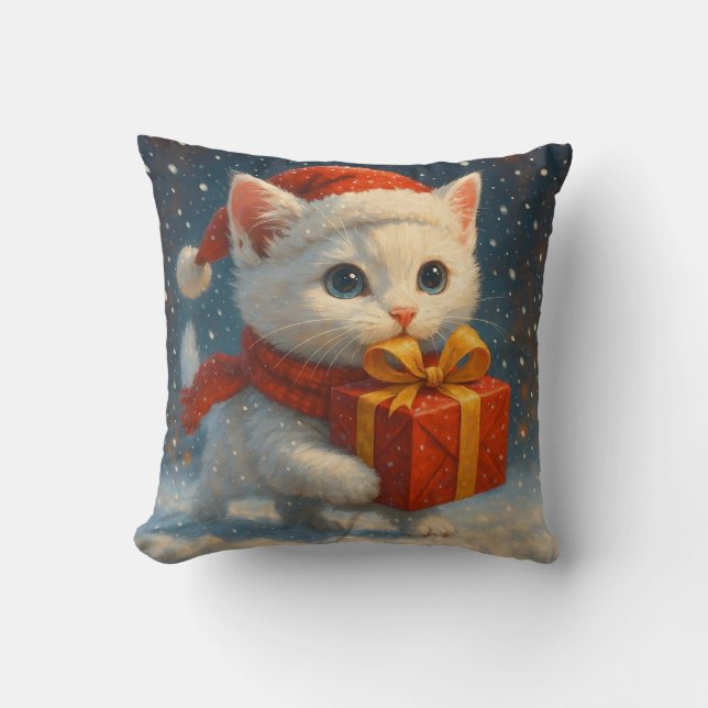 Coussin de surprise de chaton de Noël - Cadeau (Recto)
