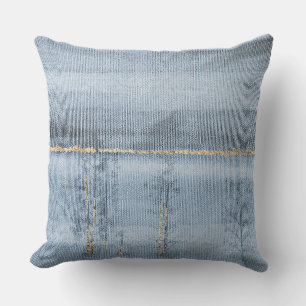 Coussin de texture de tissu bleu or