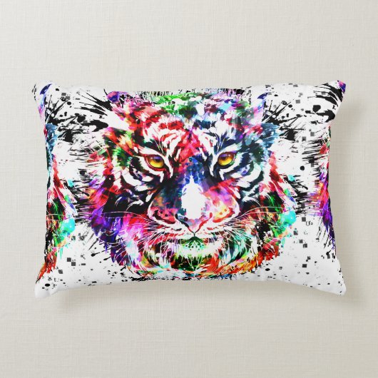 Coussin de tigre | Dessin coloré | Art Abstrait (Devant)