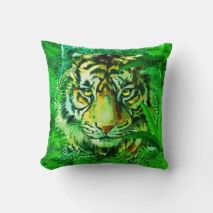 Coussin de Tigre vert de la Jungle Coussin