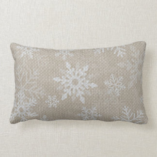 Coussin de toile de jute de flocons de neige de