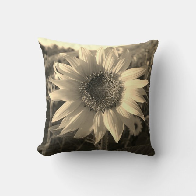 Coussin de tournesol d'été de Sepia (Recto)