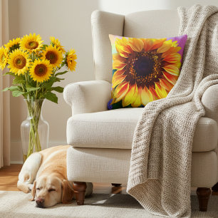 Coussin de tournesol - L'art vibre pour une maison
