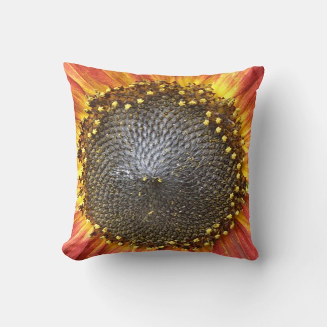 Coussin de tournesol rouge et jaune (Recto)
