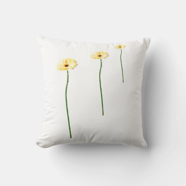 Coussin de trois fleurs de gerbera jaunes (Recto)