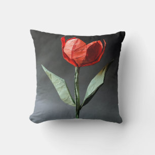 Coussin de tulipe rouge stylisé