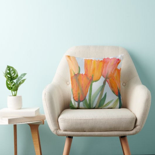 Coussin de tulipes orange (Chaise)