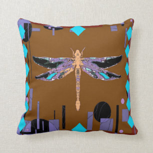 Coussin de turquoise de brun de café de sud-ouest