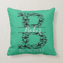Coussin de turquoise, monogramme fendu "B "