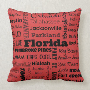 Coussin de typographie de villes de la Floride