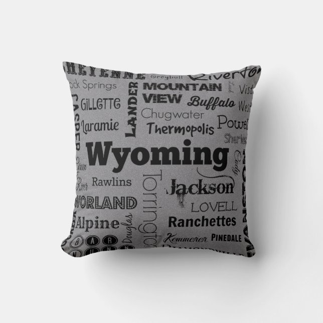 Coussin de typographie de villes du Wyoming dans (Recto)