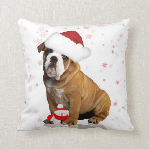 Coussin de vacances de Noël de bouledogue