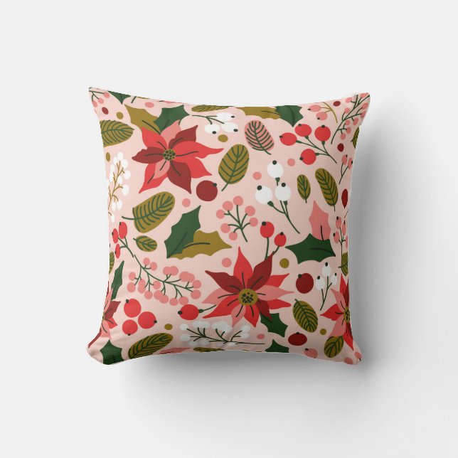 Coussin de vacances d'hiver Poinsettia (Recto)