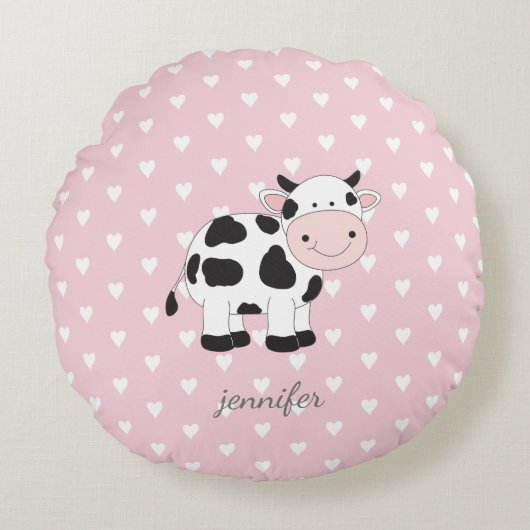 Coussin de vache à coeur rose (Devant)