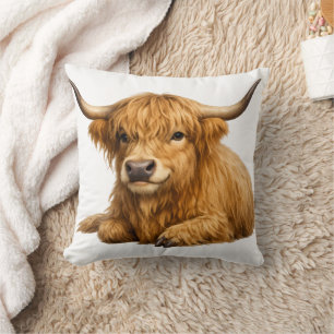 Coussin de vache Highland hirsute