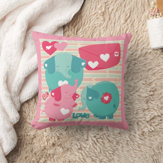 Coussin de Valentine customisé par éléphants (Couverture)