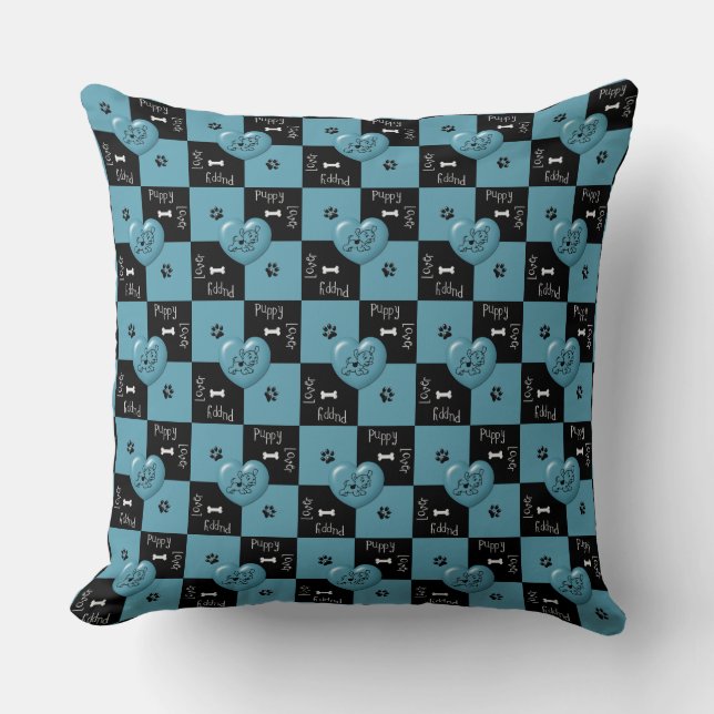 Coussin de vérification de l'aile des chiots, bleu (Recto)