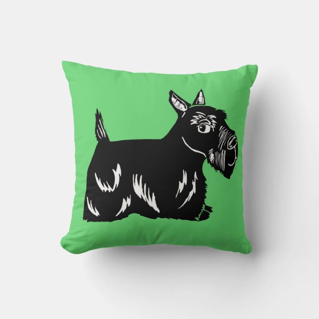 Coussin de vert de chien de Terrier d'écossais (Recto)