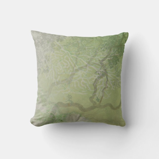 Coussin de vert sauge de branches de corail (Recto)