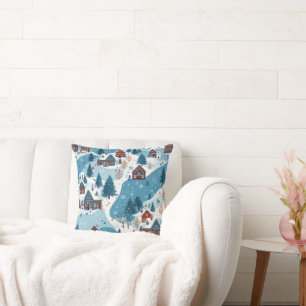 coussin de village de Noël inspiré de Scandinave