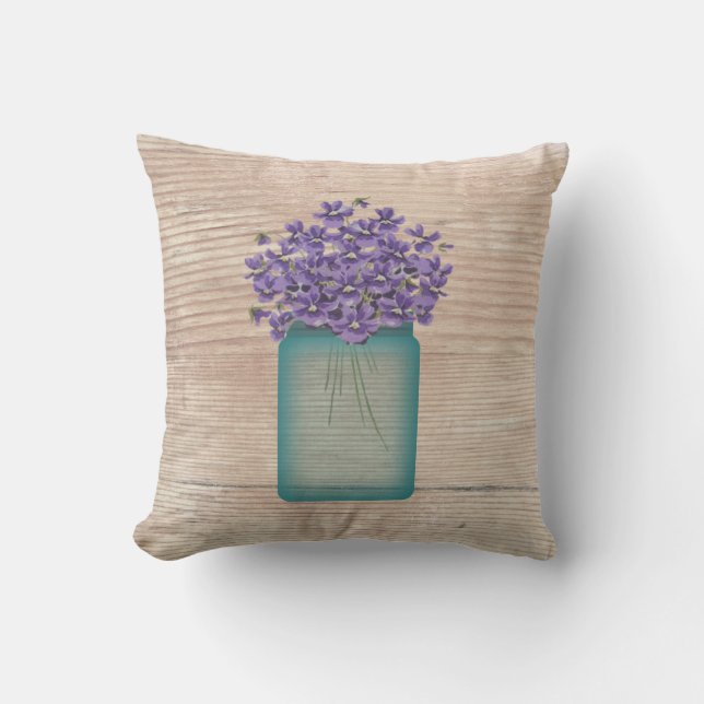 Coussin de violettes de Mason bleu Jar (Recto)