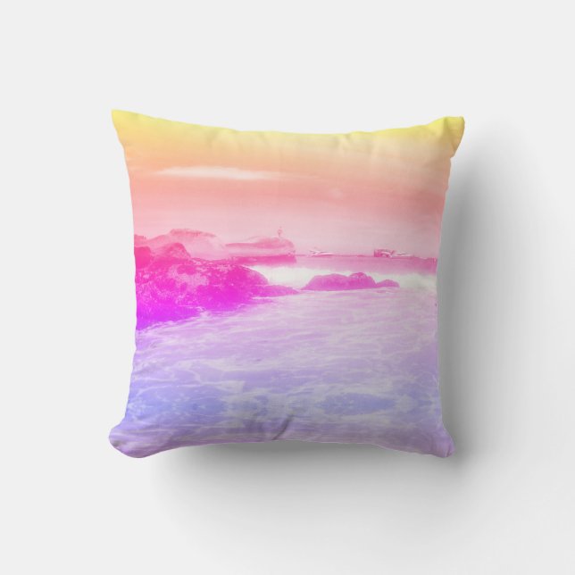 Coussin de vue de la mer en été arc-en-ciel (Recto)