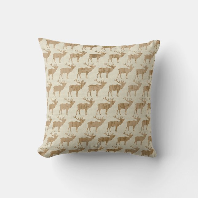Coussin de wapitis de cerfs de bois rustique (Recto)