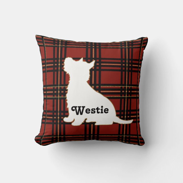 Coussin de Westie de tartan (Recto)
