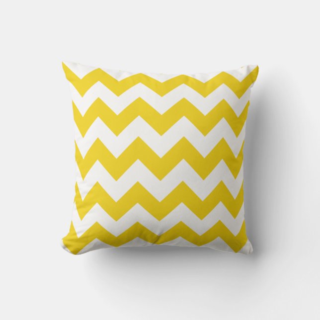 Coussin de zigzag avec Chevron jaune citron (Recto)