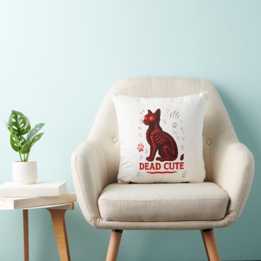 Coussin Dead Cute – Halloween Cat T-Shirt (Chaise)