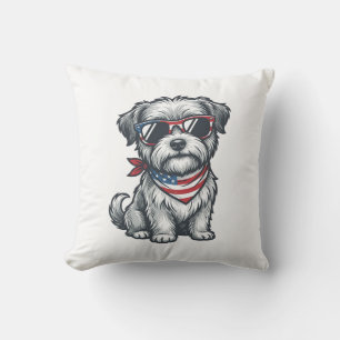 Coussin Débardeur vintage à gravure patriotique avec un ch