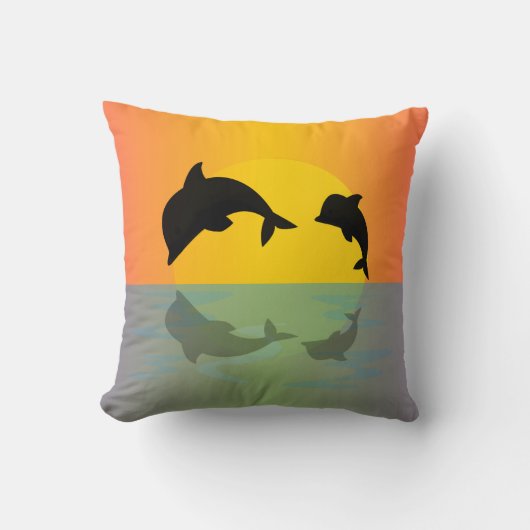 Coussin Débordement des dauphins au coucher du soleil (Recto)