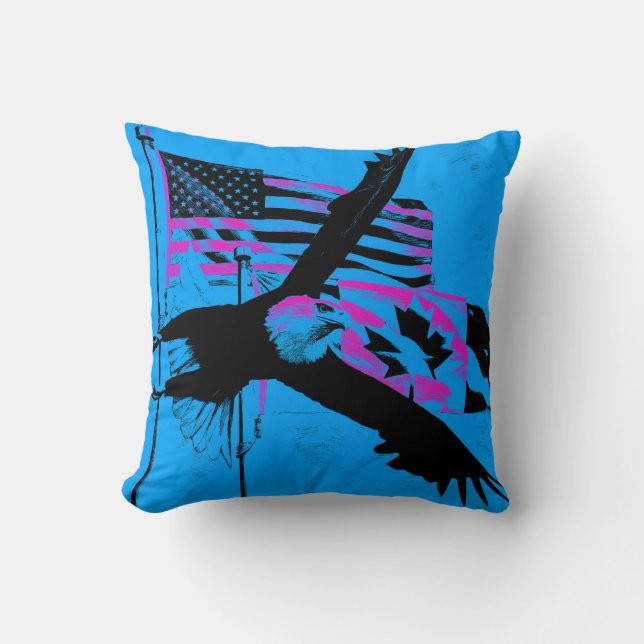 Coussin Debout ensemble - Drapeaux Canada, États-Unis et A (Recto)