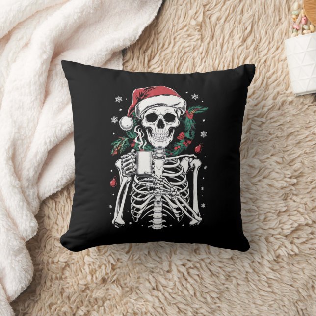 Coussin Décès dans le squelette de Noël Café Lover cadeau (Couverture)