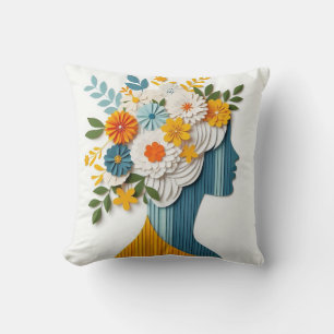 Coussin Déclaration de mode florale en style papercut