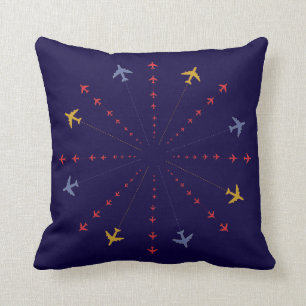 Coussin déco bleu d'avions sans soudure