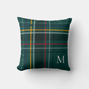 Coussin Déco de Noël en vichy vert avec monogramme