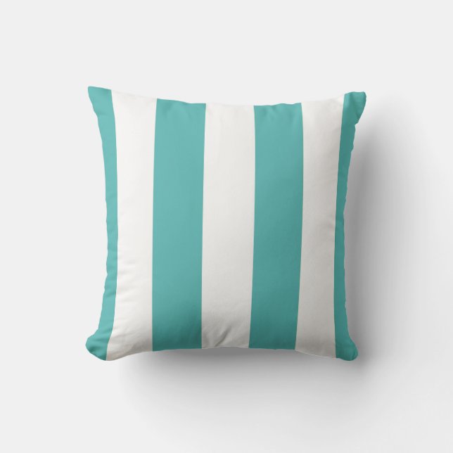 Coussin Décor à rayures turquoise et blanche (Recto)