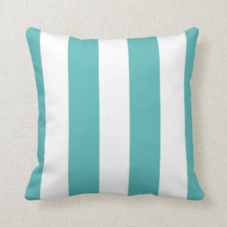 Coussin Décor à rayures turquoise et blanche