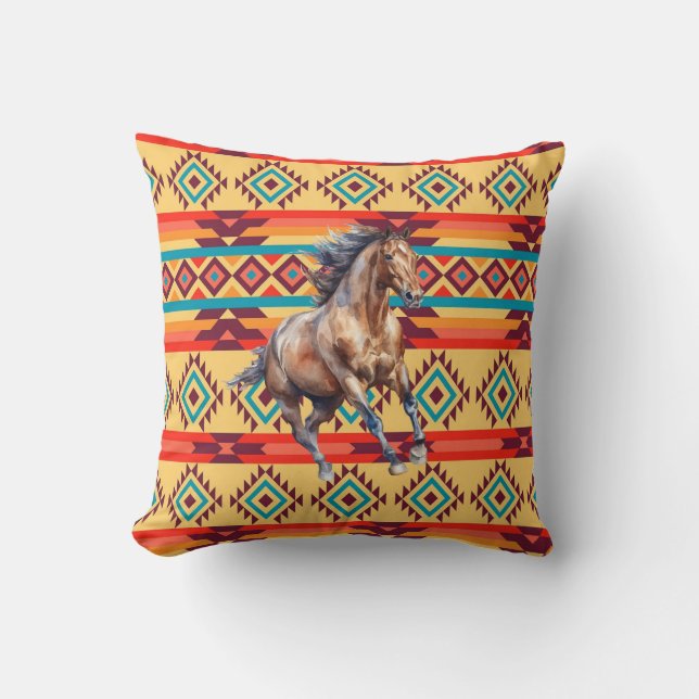 Coussin Décor amérindien Wild Horse (Recto)