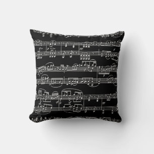 Coussin décor-article noir musique-orienté