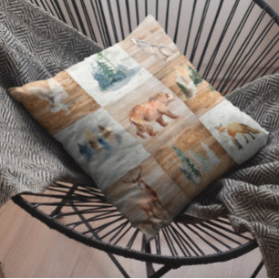 Coussin Décor Cabine rustique Forêt animale boisée