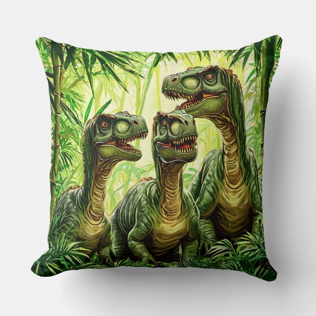Coussin 🦖😈 Décor Cadeau d'Aventure de Dinosaures de Dess (Recto)