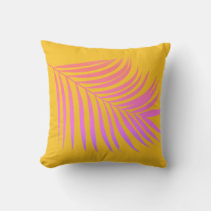 Coussin Décor cadeau Tropical Palm Leaf Orange Yellow Rose