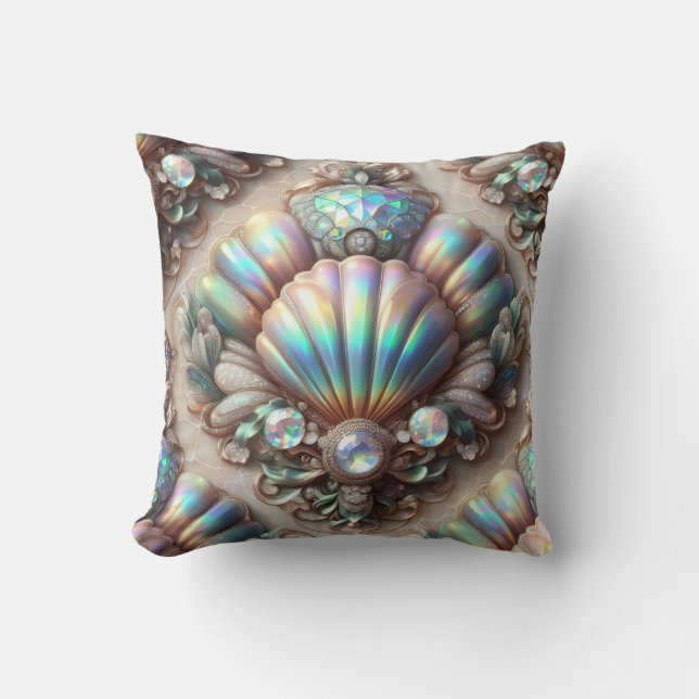 Coussin Décor côtier de luxe | Diamants et coquillages  (Recto)