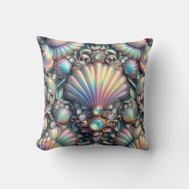 Coussin Décor côtier de luxe | Diamants et coquillages  (Recto)