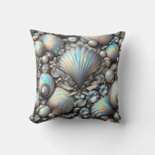 Coussin Décor côtier de luxe Diamants et coquillages