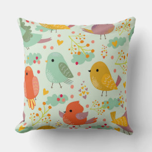 Coussin Décor couleur mignonne Petits oiseaux Décor Coussi