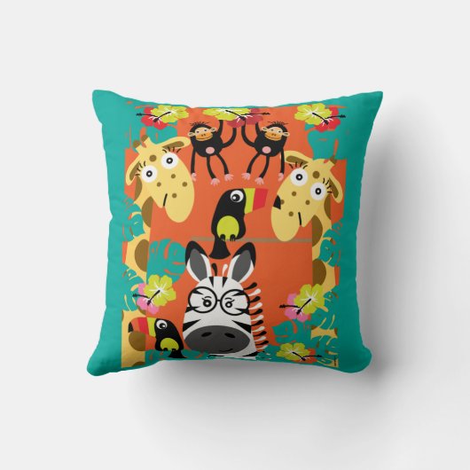 Coussin Décor d'animaux de la jungle de pépinière (Verso)