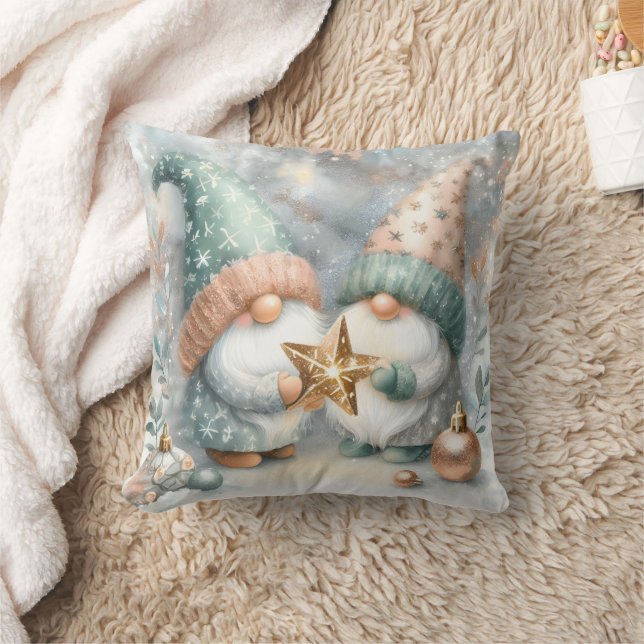 Coussin Décor d'aquarelle en or Rose Gnomes d'hiver (Couverture)